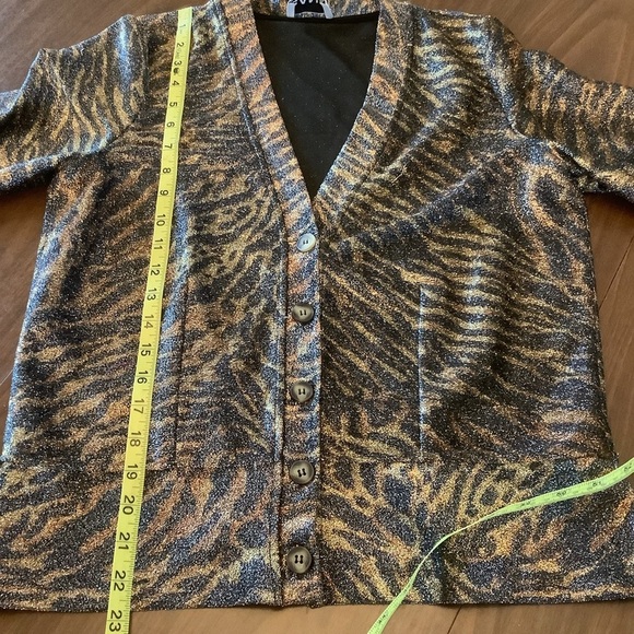 NWT GANNI Animal Leopard Print Metallic V-Neck Cardigan Sweater Size 40 EU/8 US - Picture 15 of 16